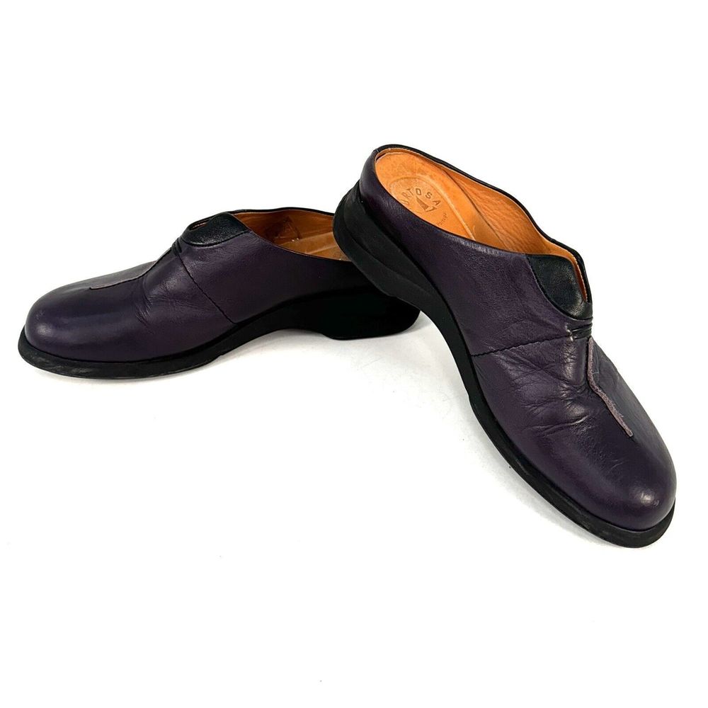 MURTOSA MISTRAL Plum Purple & Black EU 38 US 7.5 Leather SlipOn Mules Clog Shoes